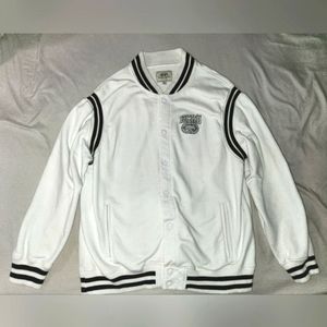 ECKO UNLTD 3XL white with black stripes varsity jacket